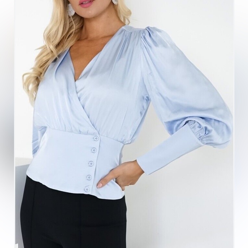 Birgitte Herskind Women's Powder Blue Satin Blouse